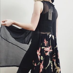 Custom Tunic Sheer Black + Floral Sleeveless